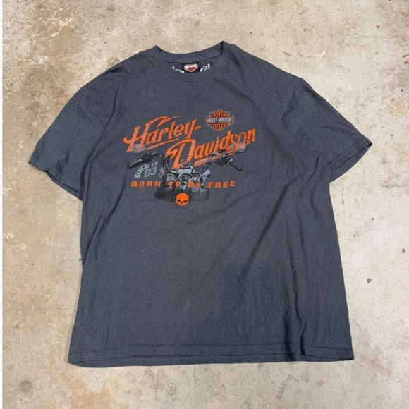 Harley-Davidson Other - Harley Davidson Mens T Shirt‎ Graphic Tee Orange Black XL Motor Cycles Born Free